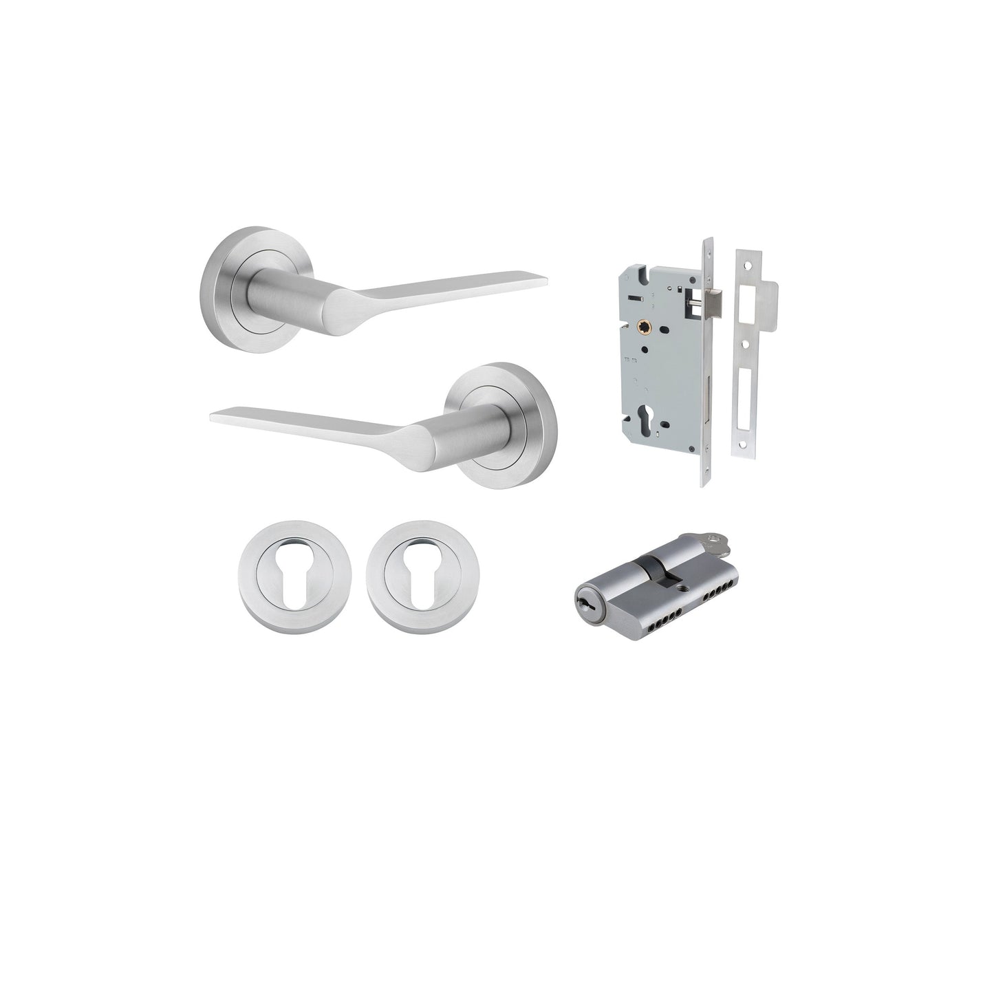 Como Lever on Rose Brushed Chrome Entrance Kit - Key/Key