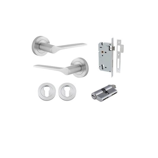 Como Lever on Rose Brushed Chrome Entrance Kit - Key/Key
