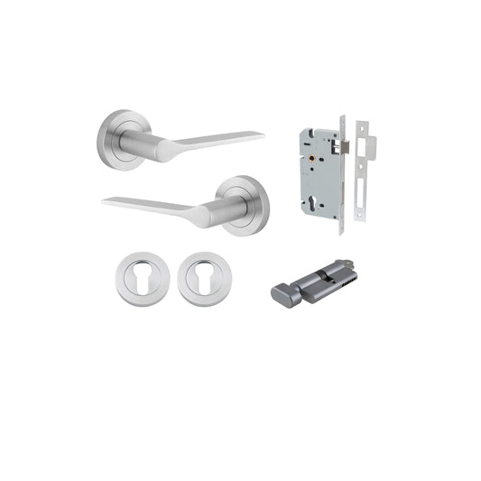 Como Lever on Rose Brushed Chrome Entrance Kit - Key/Thumb Turn