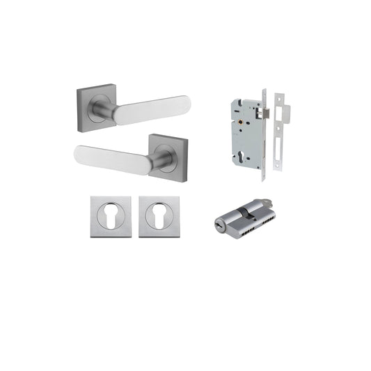 Bronte Lever on Square Rose Brushed Chrome Entrance Kit - Key/Key