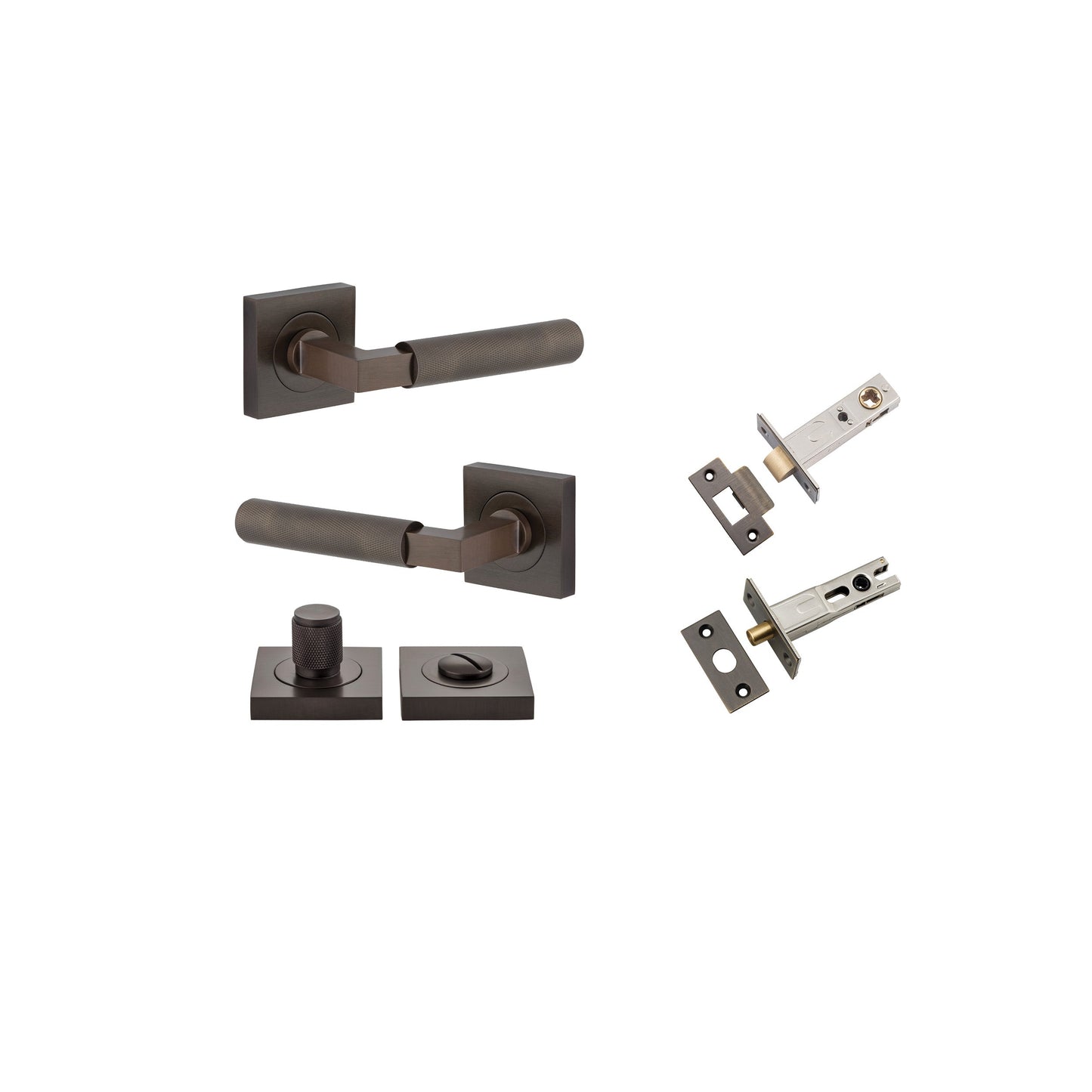 Brunswick Lever on Square Rose Signature Brass Privacy Kit