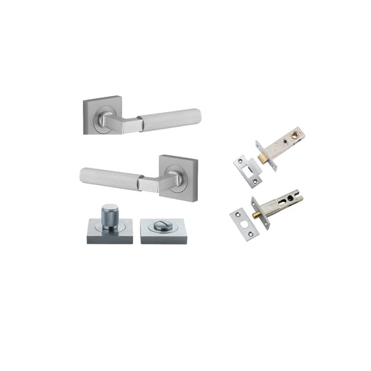 Brunswick Lever on Square Rose Brushed Chrome Privacy Kit