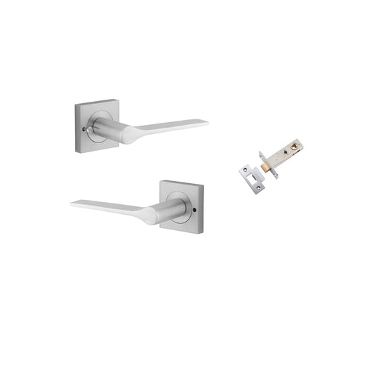 Como Lever on Square Rose Brushed Chrome Inbuilt Privacy Kit