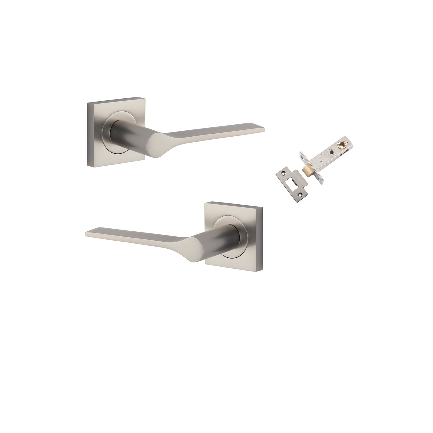 Como Lever on Square Rose Satin Nickel Passage Kit