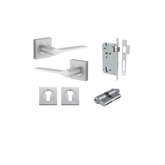 Como Lever on Square Rose Brushed Chrome Entrance Kit - Key/Key