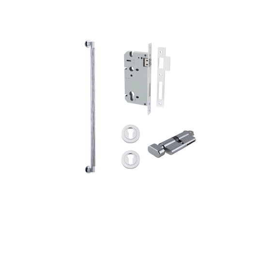 Brunswick Pull Handle Polished Chrome 600mm Entrance Kit - Key/Thumb Turn
