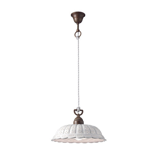 Anita Brass and Ceramic Shade Medium Pendant