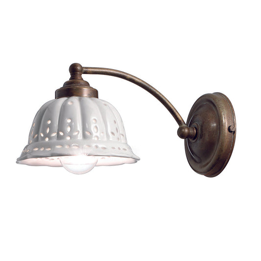 Anita Brass and Ceramic Shade Curved Wall Light