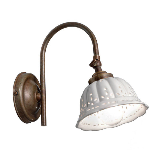 Anita Brass and Ceramic Shade Gooseneck Wall Light