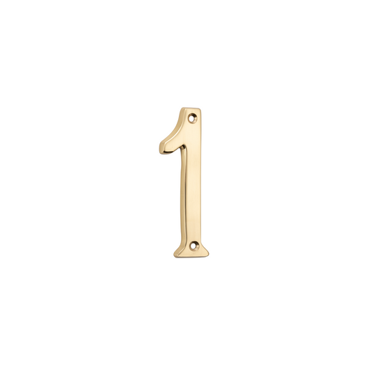 Numeral '1' Polished Brass