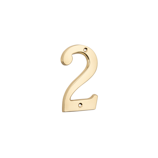Numeral '2' Polished Brass