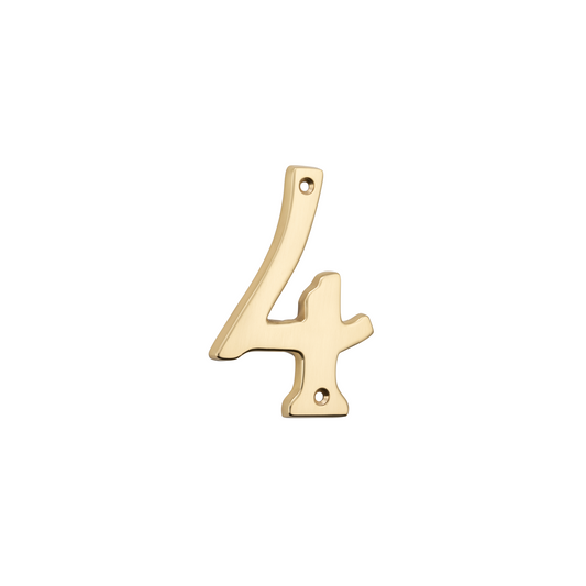 Numeral '4' Polished Brass