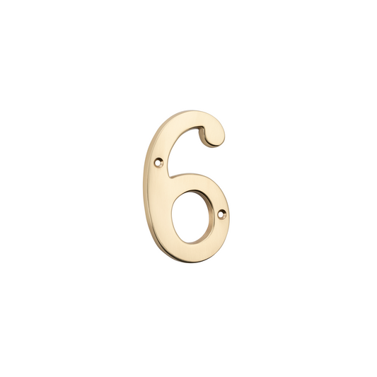Numeral '6' Polished Brass