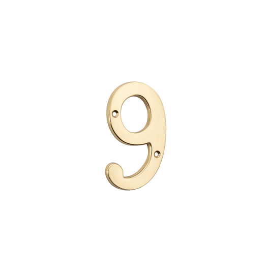 Numeral '9' Polished Brass