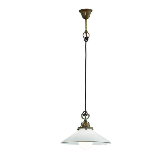 Country Brass and Venetian Straight Glass Ceiling Pendant