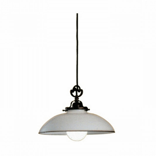 Country Brass and Venetian Curved Glass Ceiling Pendant