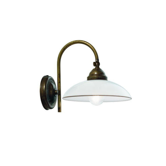 Country Brass and Venetian Curved Glass Gooseneck Wall Light