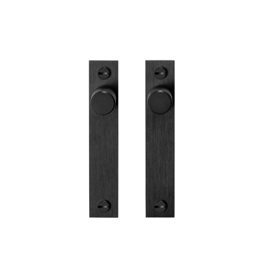 Furniture Knob / Plate / Cross / Black - Pair