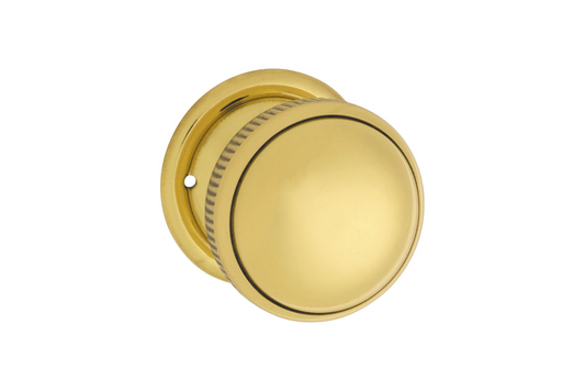 Mortice Knob Small Milled Edge Unlacquered Polished Brass