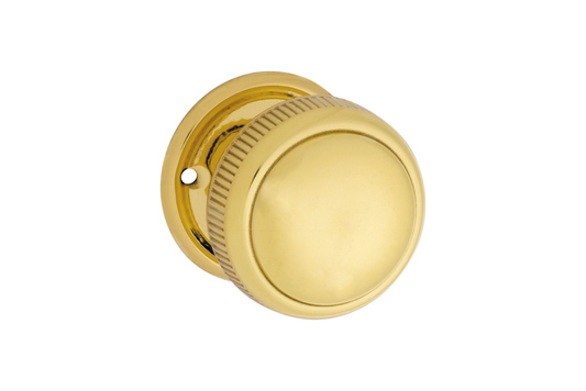 Mortice Knob Large Milled Edge Polished Brass