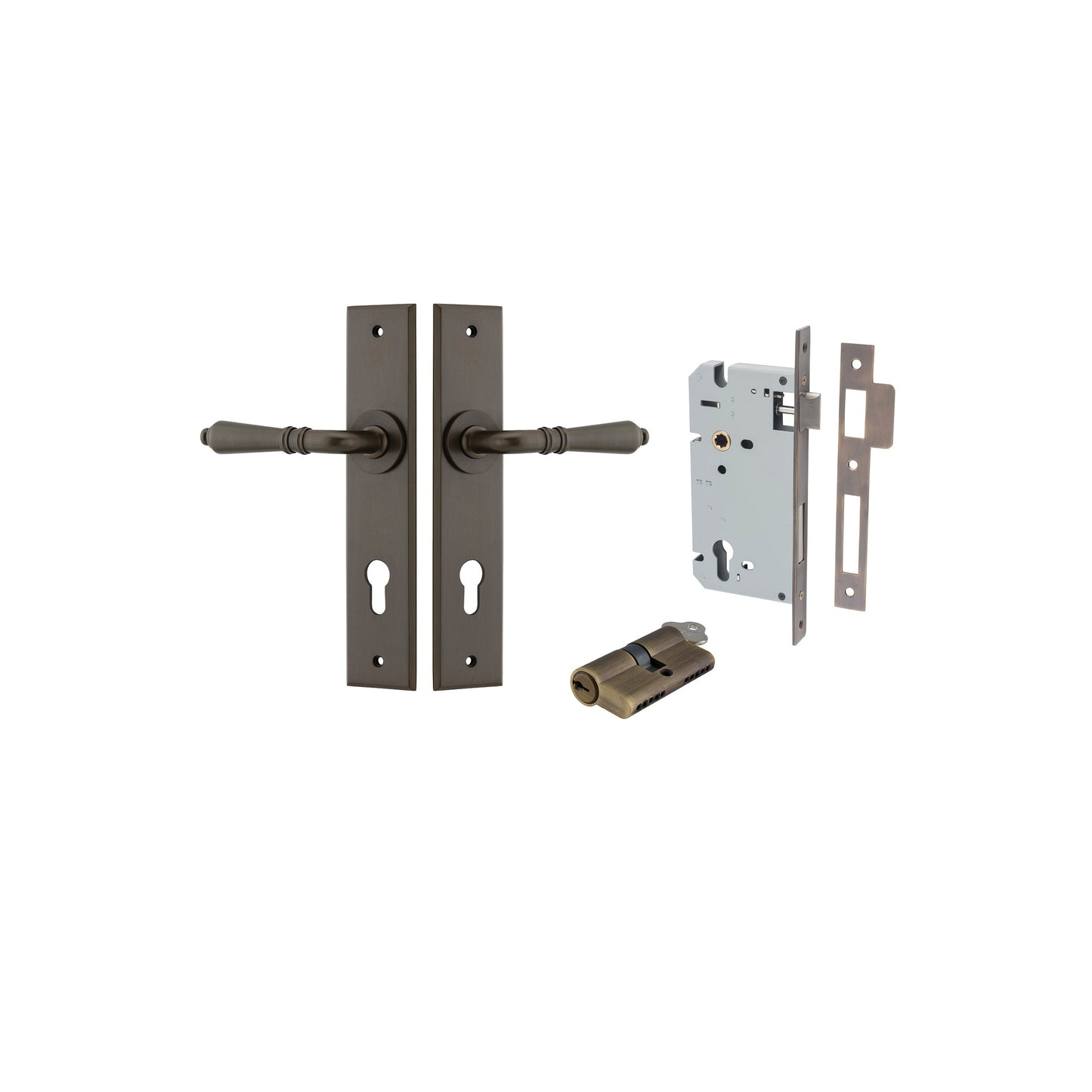 Sarlat Lever Chamfered Signature Brass Entrance Kit - Key/Key