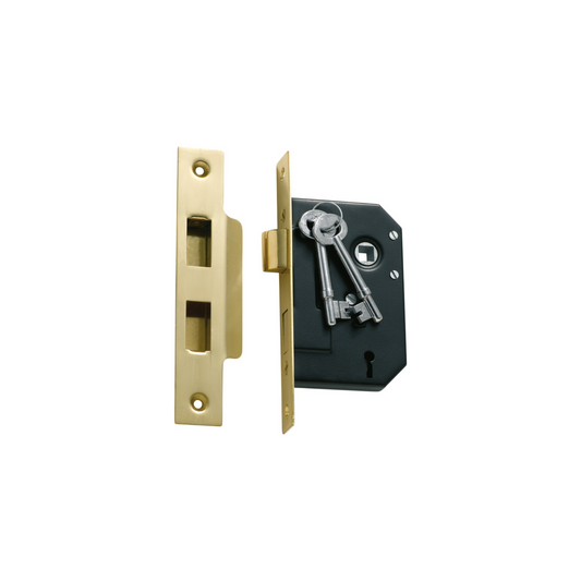 3 Lever Mortice Lock Polished Brass 44mm