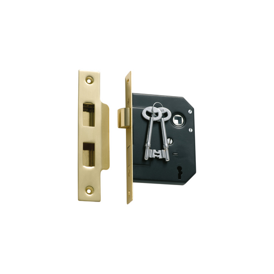 3 Lever Mortice Lock Polished Brass 57mm