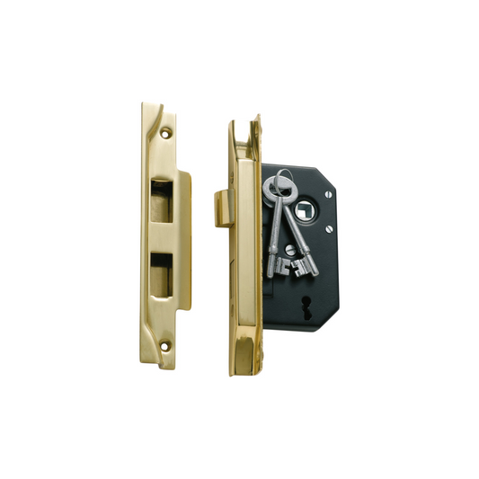 Rebated 3 Lever Mortice Lock Polished Brass 44mm