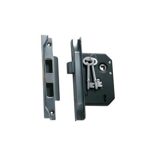 Rebated 3 Lever Mortice Lock Antique Copper 57mm