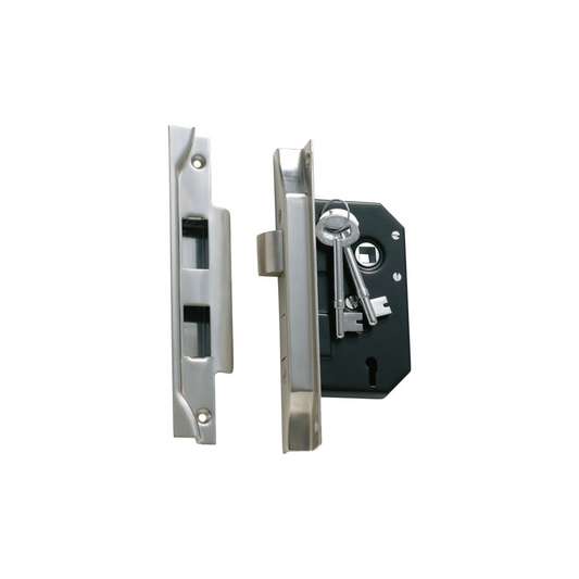 Rebated 3 Lever Mortice Lock Satin Chrome 44mm