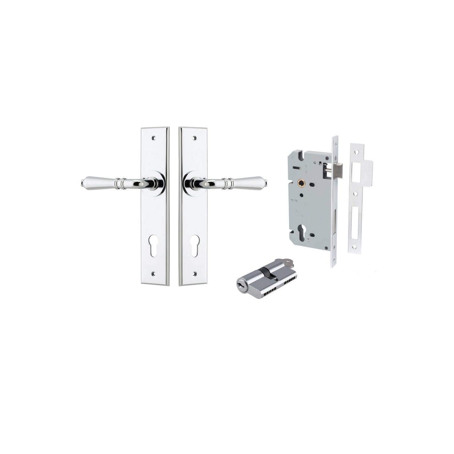 Sarlat Lever Chamfered Polished Chrome Entrance Kit - Key/Key