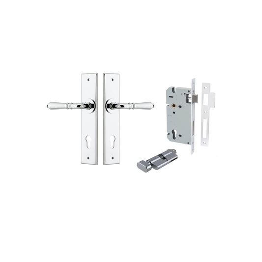 Sarlat Lever Chamfered Polished Chrome Entrance Kit - Key/Thumb Turn