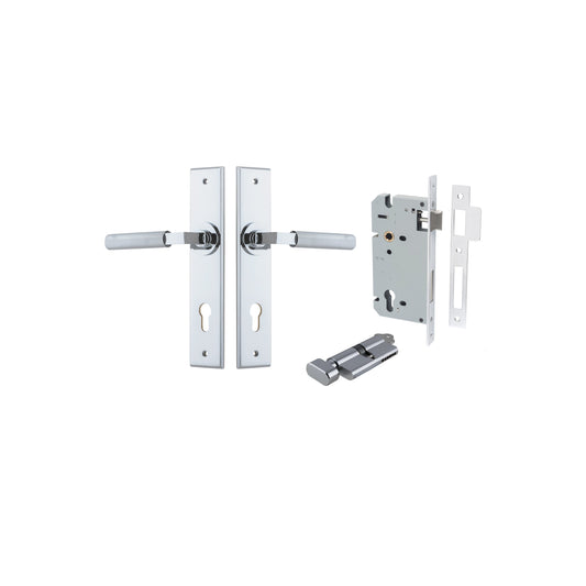 Brunswick Lever Chamfered Polished Chrome Entrance Kit - Key/Thumb Turn
