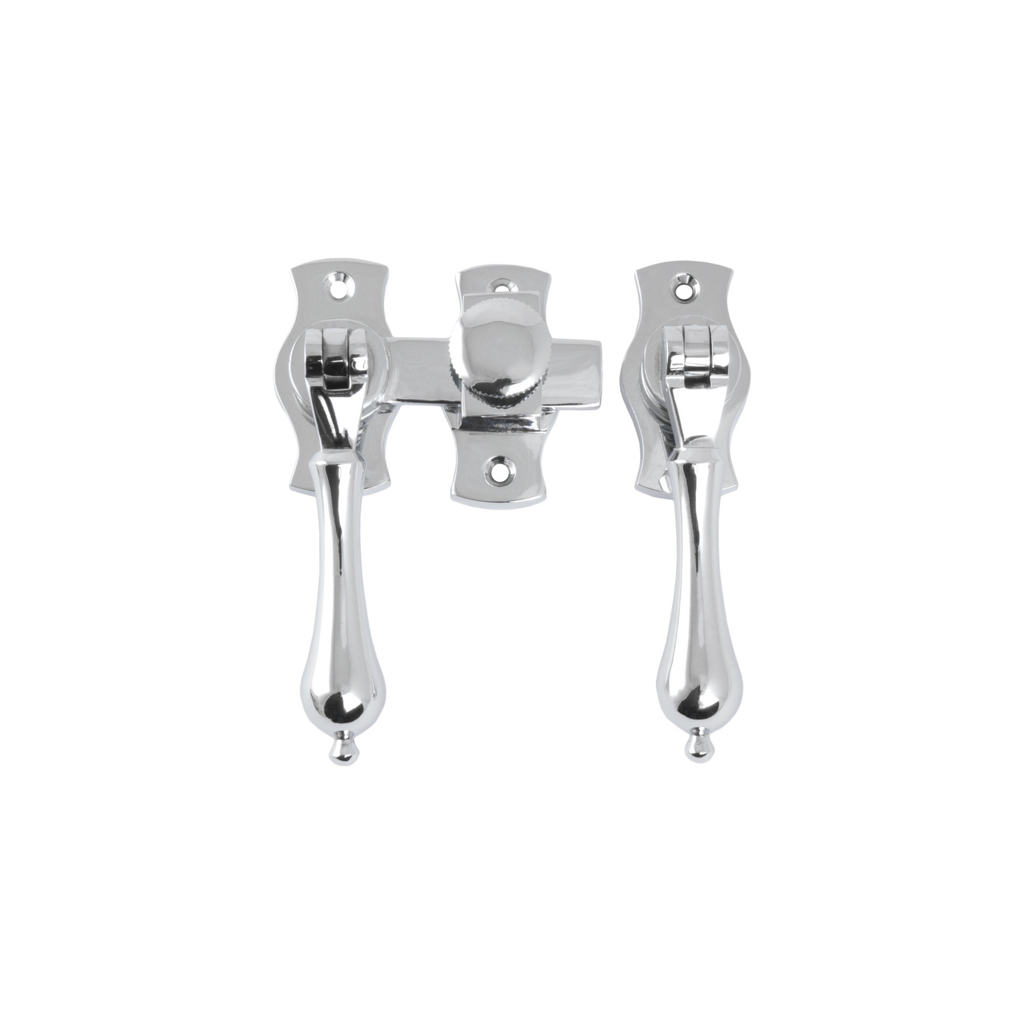 French Door Fastener - Teardrop Polished Chrome