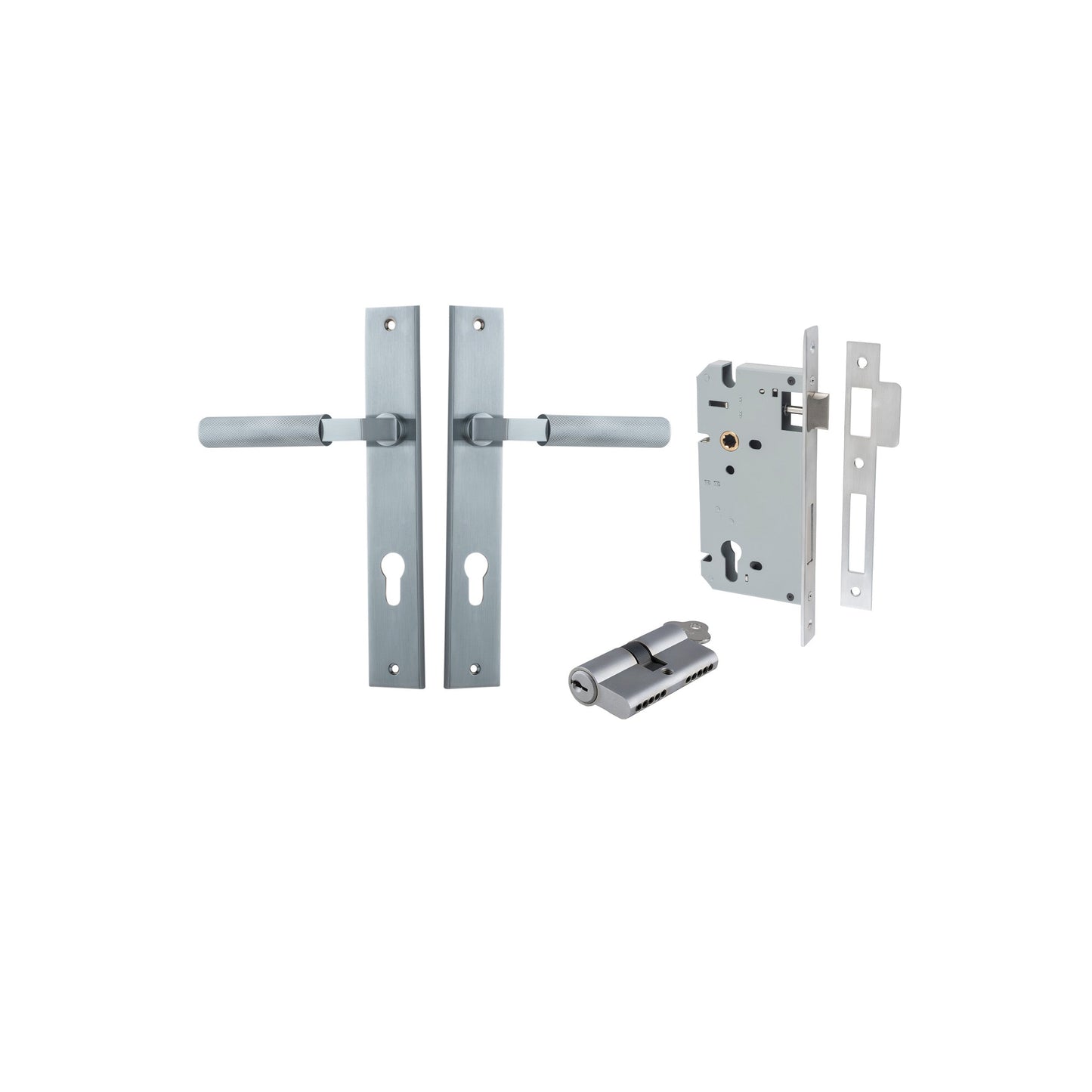Brunswick Lever Rectangular Brushed Chrome Entrance Kit - Key/Key