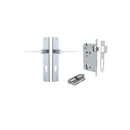 Como Lever Rectangular Brushed Chrome Entrance Kit - Key/Key