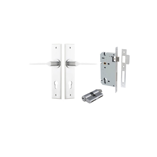 Como Lever Chamfered Brushed Chrome Entrance Kit - Key/Key