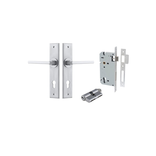 Baltimore Lever Chamfered Brushed Chrome Entrance Kit - Key/Key