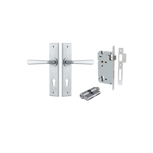 Copenhagen Lever Chamfered Brushed Chrome Entrance Kit - Key/Key