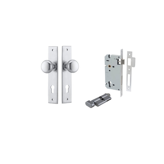 Cambridge Knob Chamfered Brushed Chrome Entrance Kit - Key/Thumb