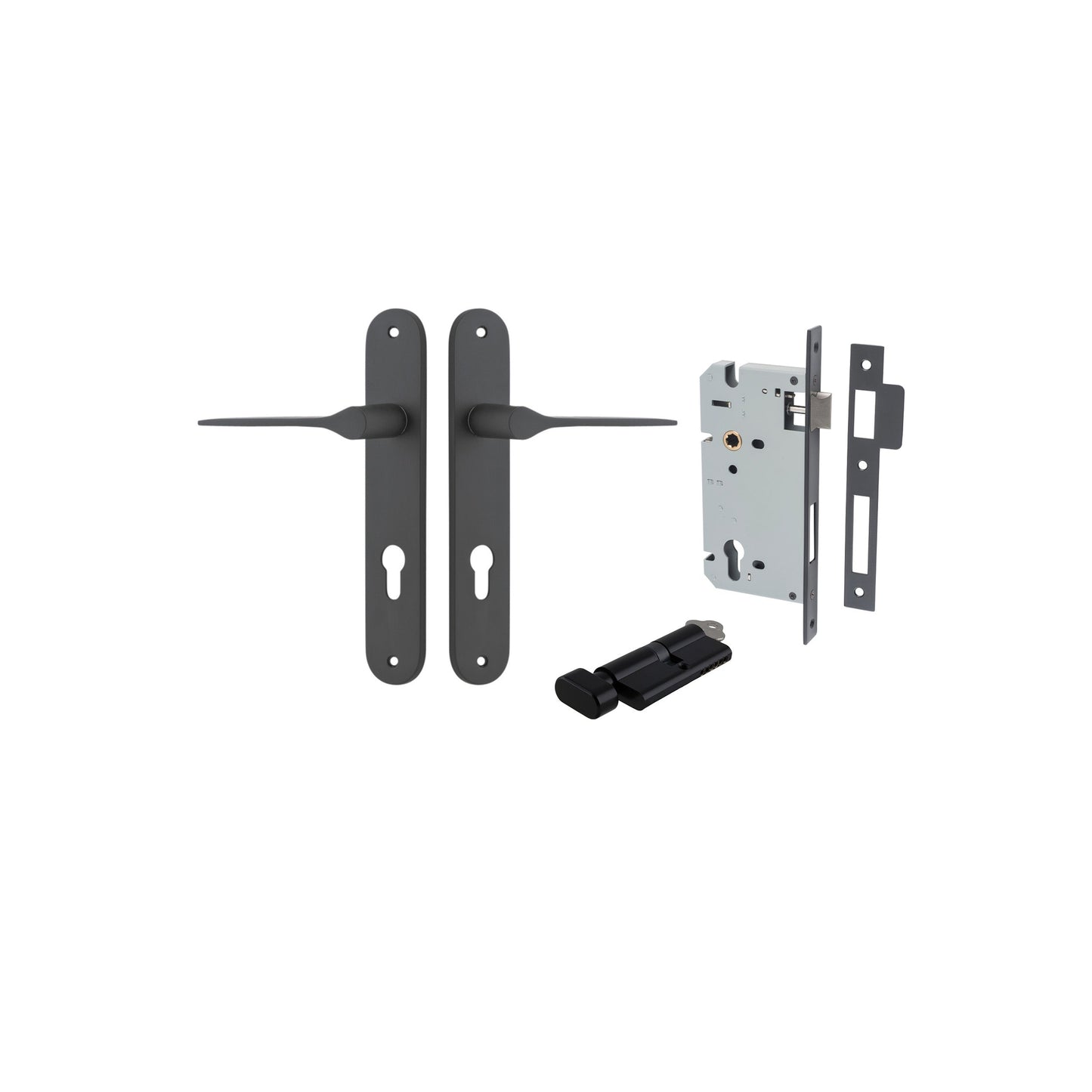 Como Lever Oval Matt Black Entrance Kit - Key/Thumb Turn