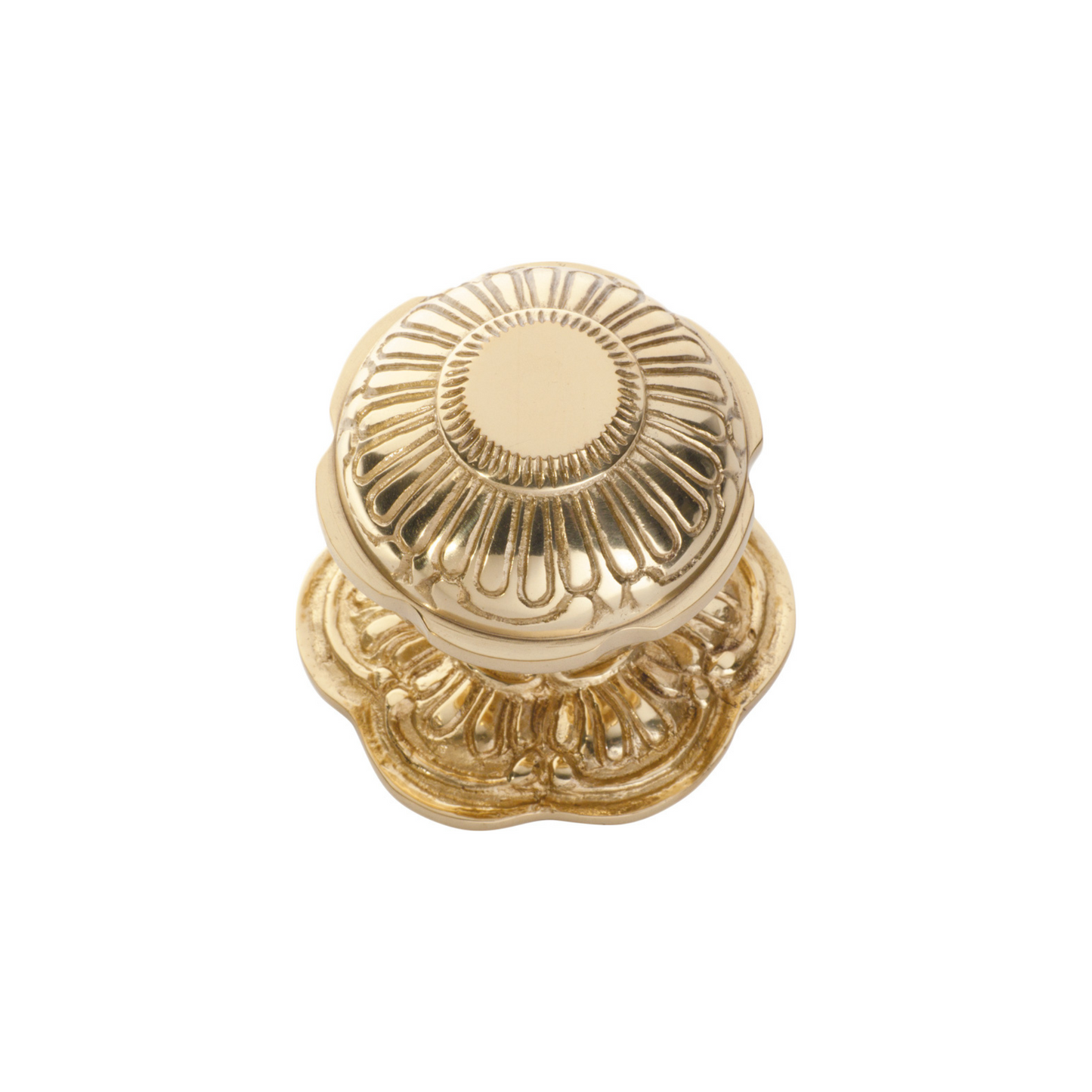 Ornate Centre Door Knob Polished Brass