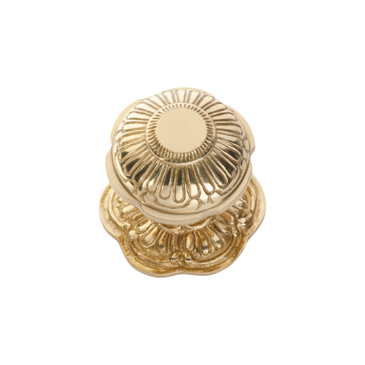 Ornate Centre Door Knob Polished Brass