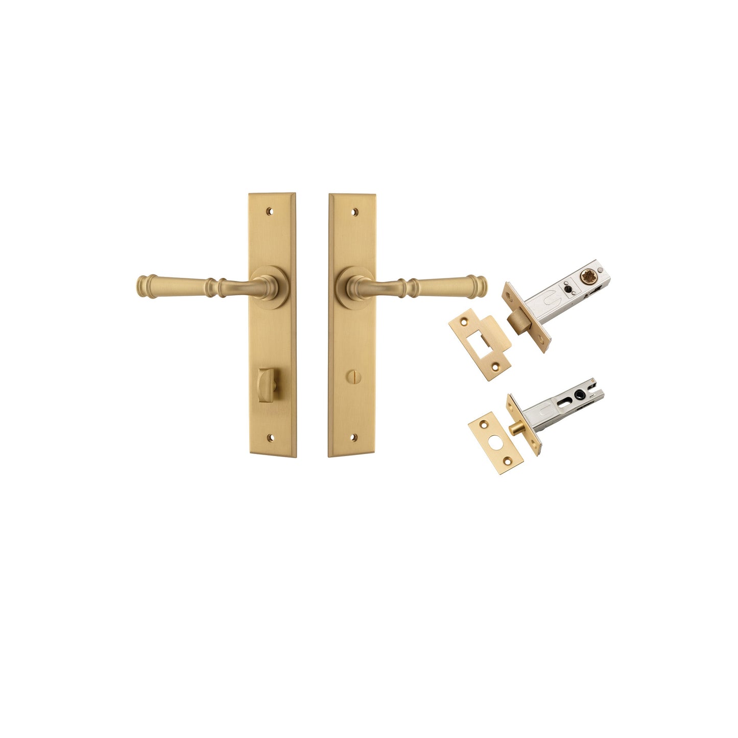 Verona Lever Chamfered Brushed Brass Privacy Kit
