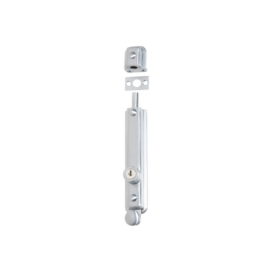Surface Mounted Bolt - Key Operated Satin Chrome