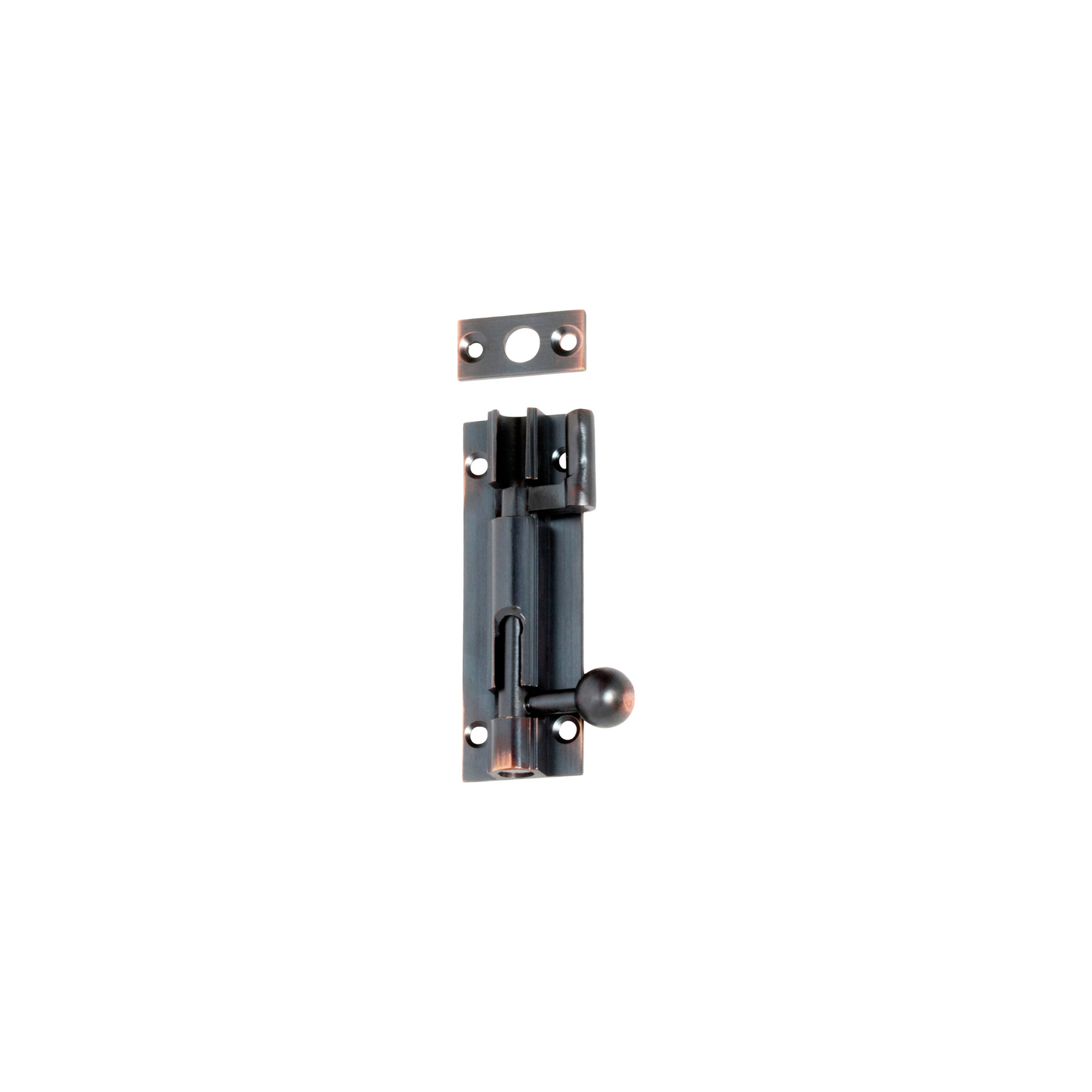 Barrel Bolt - Offset Antique Copper 75mm