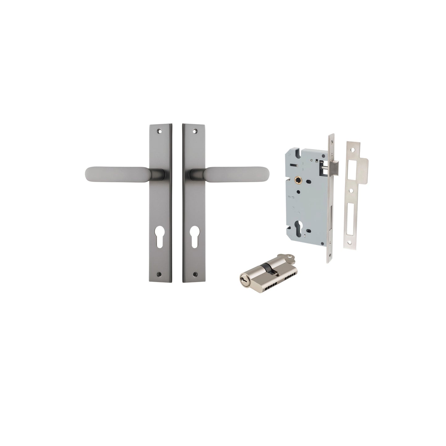 Bronte Lever Rectangular Satin Nickel Entrance Kit - Key/Key