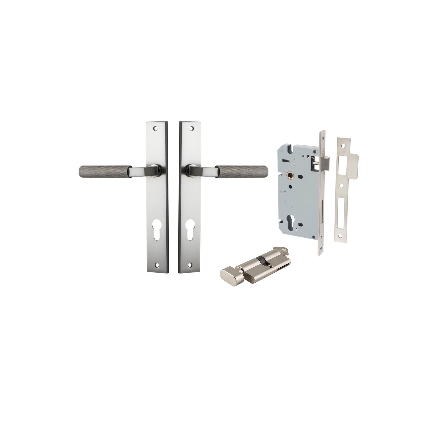 Brunswick Lever Rectangular Satin Nickel Entrance Kit - Key/Thumb Turn