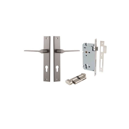 Como Lever Rectangular Satin Nickel Entrance Kit - Key/Thumb Turn