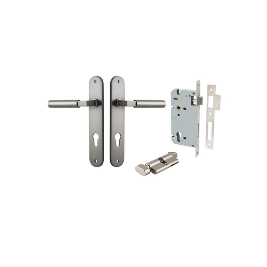 Berlin Lever Oval Satin Nickel Entrance Kit - Key/Thumb Turn